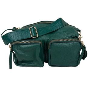 Anthropologie Boxy Bag Leather Shoulder Crossbody Hunter Green Pockets